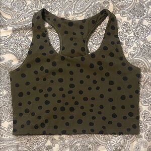 Army green Polka Dot Racerback Crop Top